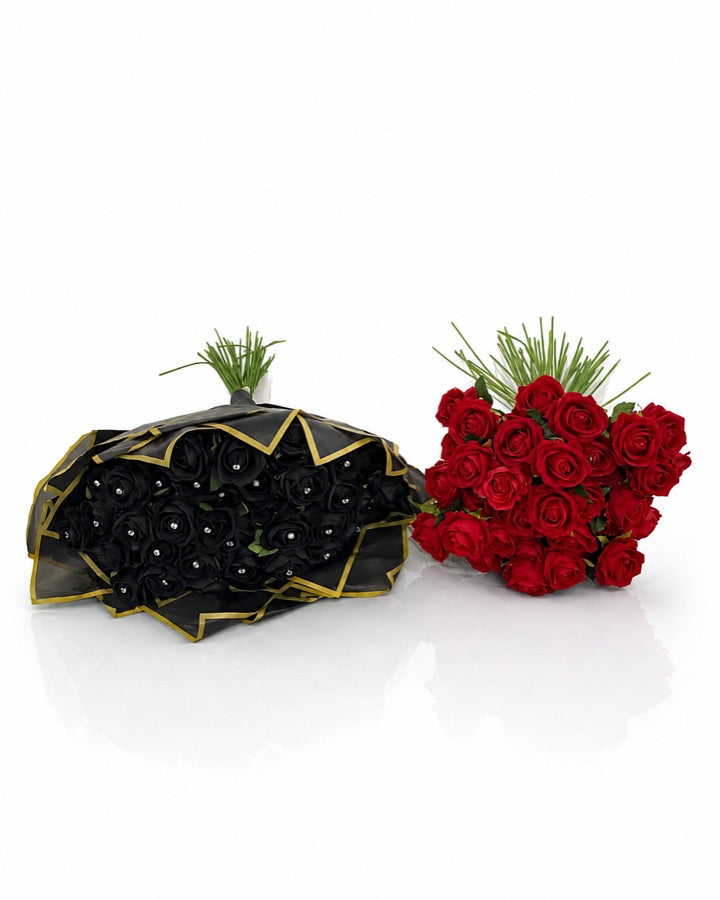 Black & Red Rose Bouquets studio prop