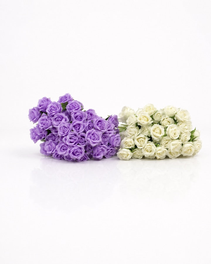 Purple & Ivory Rose Bouquets studio prop
