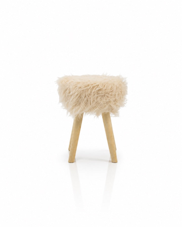 Furry Wooden Stool studio prop