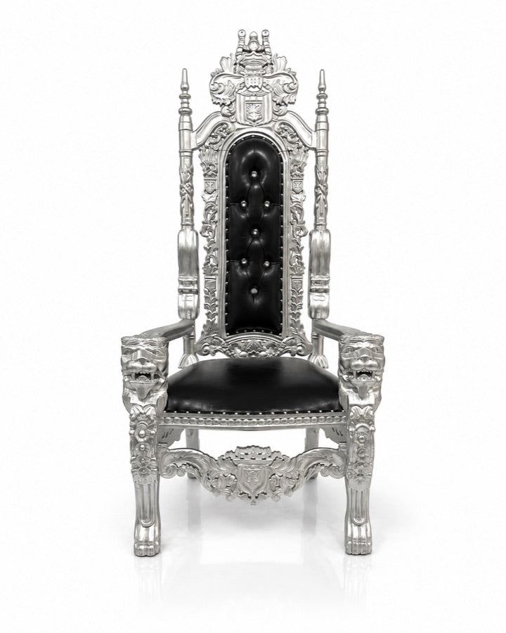 Tall Silver & Black Throne studio prop